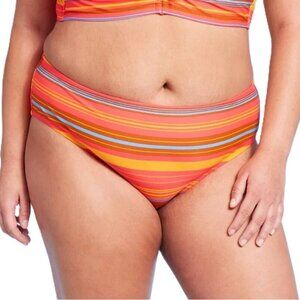 Wild Fable Multi Neon Striped Mid Rise Bikini Swim Bottom -- Size 0X 14-16